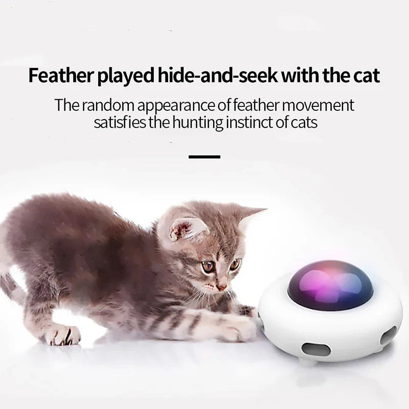 Pet Electronic UFO Smart Funny Cat Turntable Toy Intelligent Funny Cat Stick Game Rotating Turntable Cat Toy Automatic Cleaning