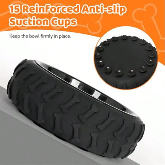 3-in-1 Stainless Steel Slow Feed Dog Bowl - Non-Slip Suction Cup Feeder