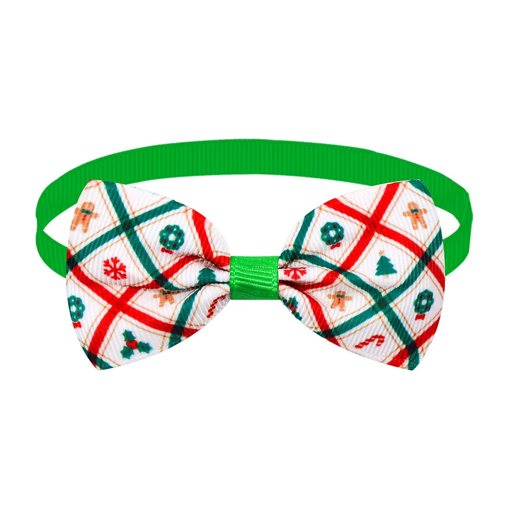 20/40PCS Christmas Dog Bowties Classical Plaid Adjustable Dog Bow Ties Puppy Winter Pet Grooming Accessories For Dogs and Cats