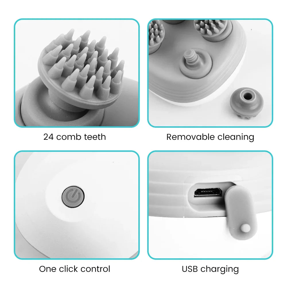 Electric Head Massager Body Shoulder Leg Arm Neck Deep Tissue Head Scalp Massage Kneading Vibrating Device for Cat Pet Massage