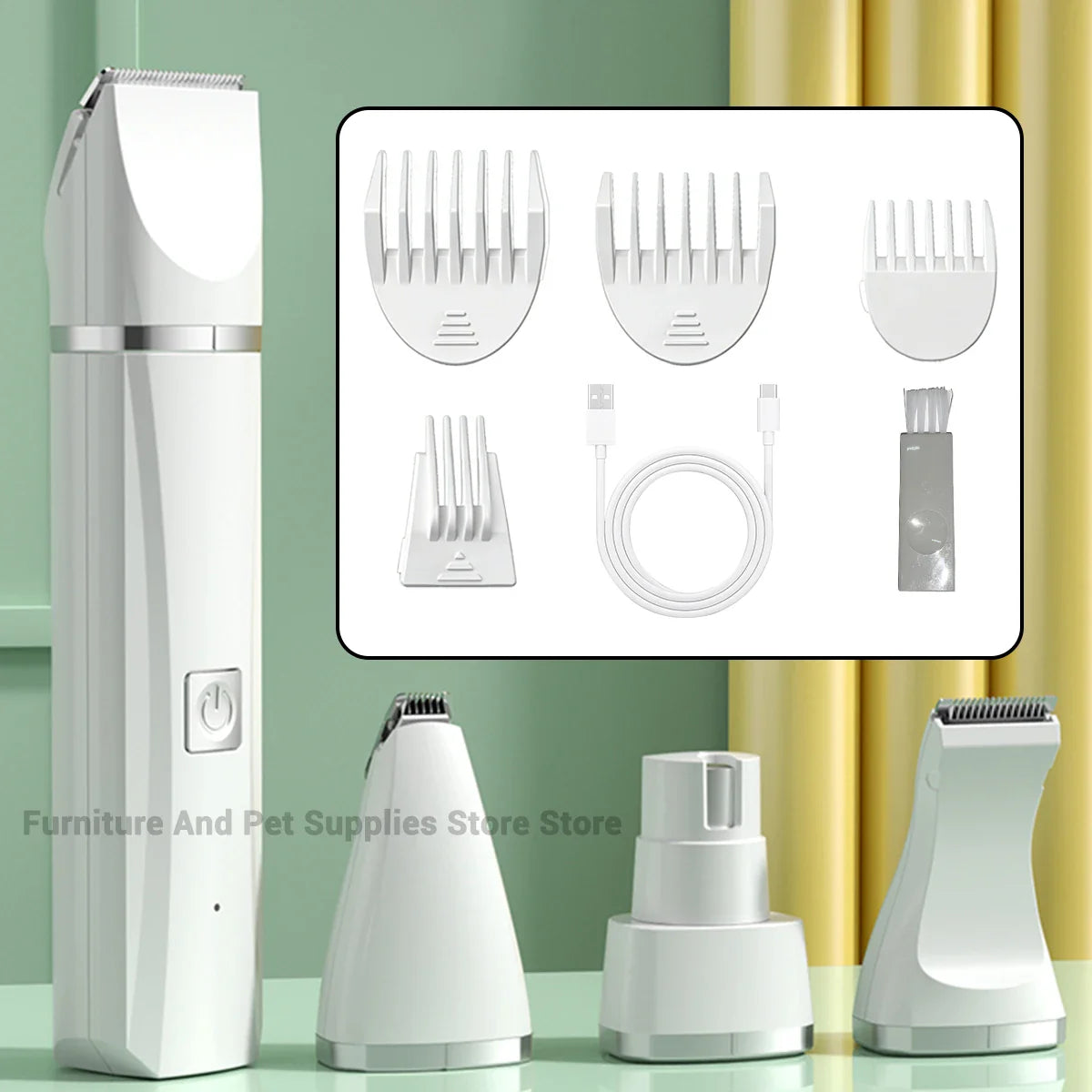 Professional 4-in-1 Electric Pet Grooming Tool Set Dog Hair Clippers USB Rechargeable Pets Haircut Trimmer Shaver Cats Supplies