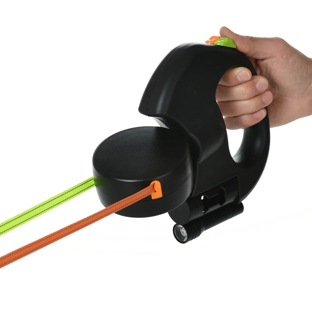 Retractable Double Dog Leash with Light, 3m - view 9