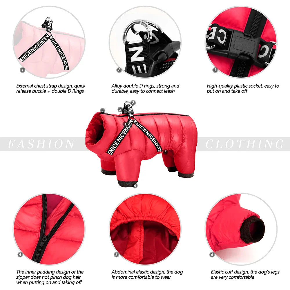 Waterproof Winter Dog Jacket with Built-In Harness - view 3