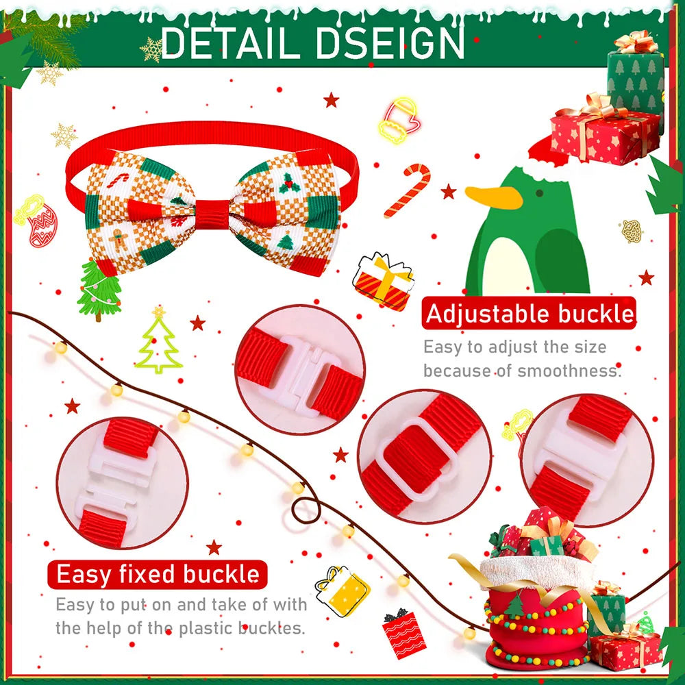 Christmas Plaid Bow Ties for Dogs and Cats, 20/40 Pack - view 3