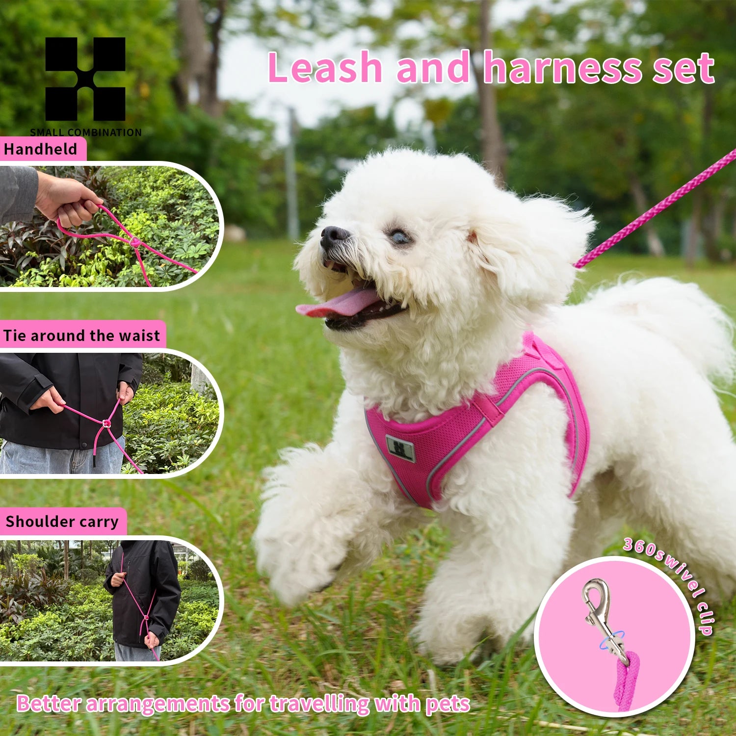 Reflective Adjustable Dog Harness and Leash Set