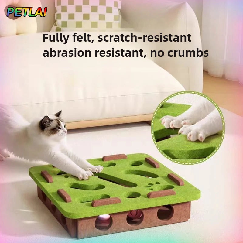 Interactive Cat Puzzle Box with Bell Balls