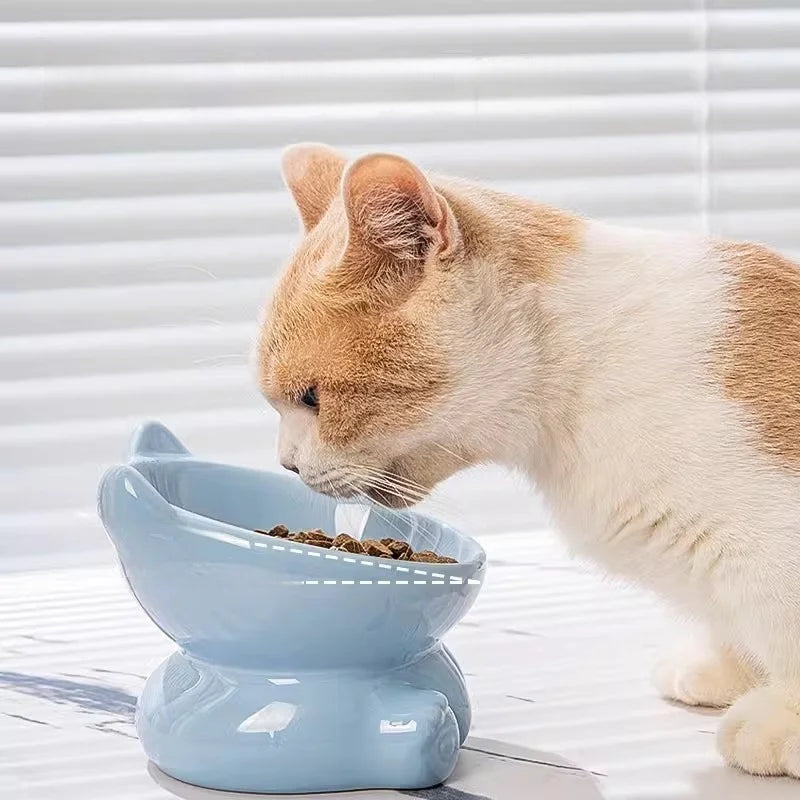 Cat Bowl Pet Accessories Ceramic Diagonal High Feet Cute Protection Cervical Spine Dog Bowl Drink Water Bowl Pet Supplies