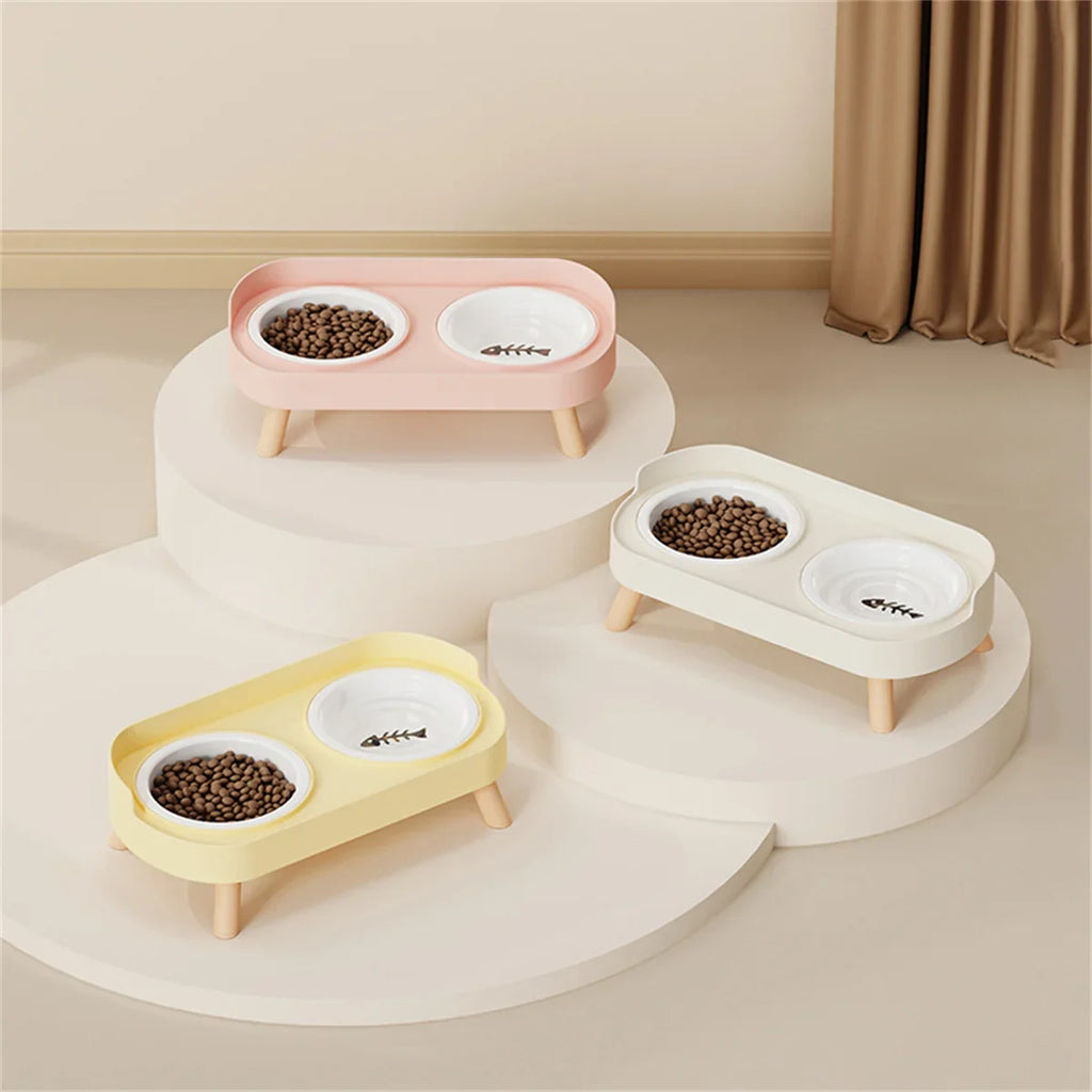 Adjustable Height Double Bowl Feeder for Cats and Dogs