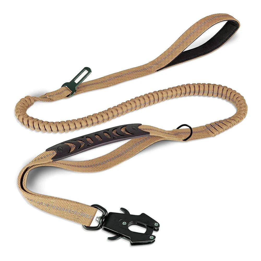 Shock-Absorbing Bungee Dog Leash with Car Seatbelt