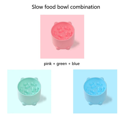 New anti-choking and high-neck protection cat bowl slow-food bowl cat dog feeder anti-overturn cat slow-food bowl pet supplies