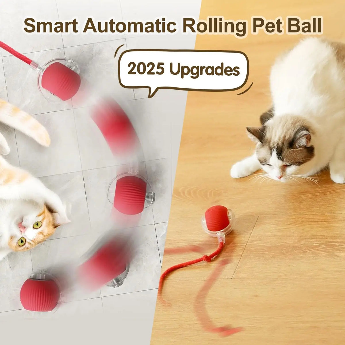 Rechargeable Smart Rolling Ball Cat Toy with Tail - view 2