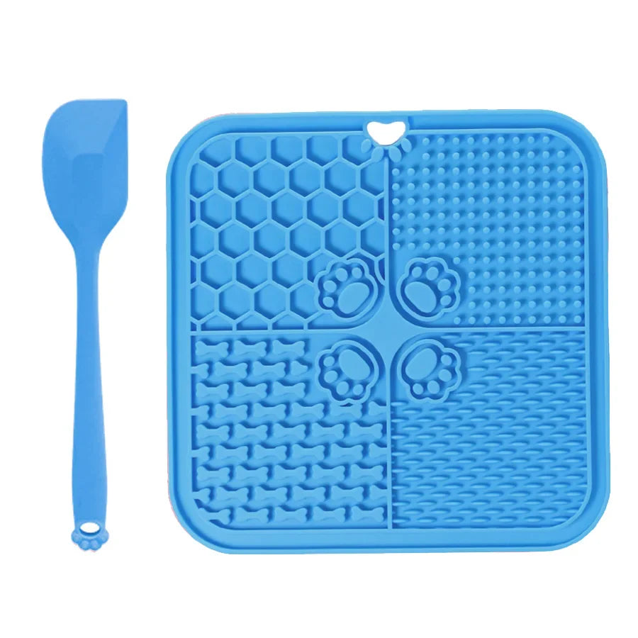 11 Colors Pet Slow Feeding Mat With Spatula Silicone Suction Cup Dog Cat Licking Mat Increase Eating Fun Slow Feeding