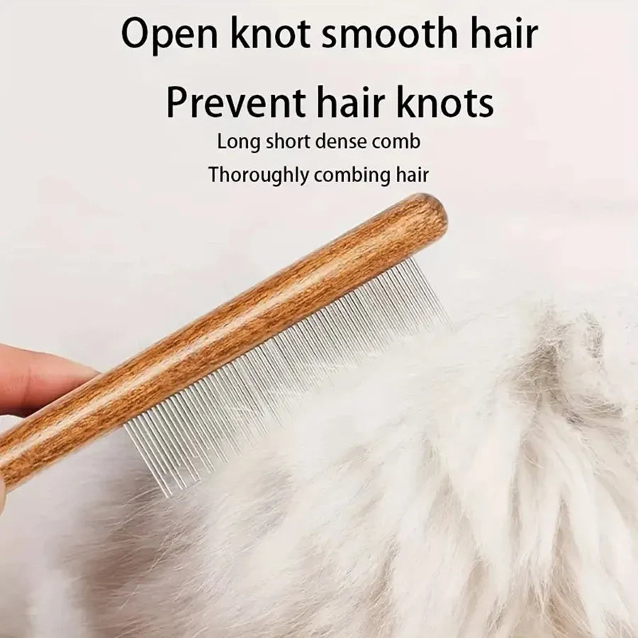 Solid Wood Flea and Grooming Comb for Cats and Dogs