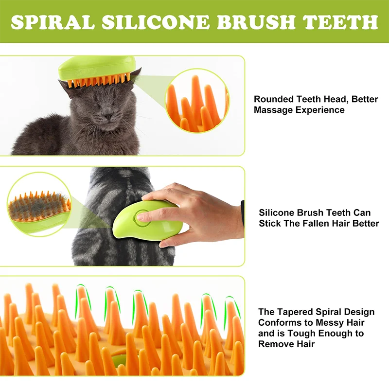 3-in-1 Steam Spray Grooming Brush for Pets