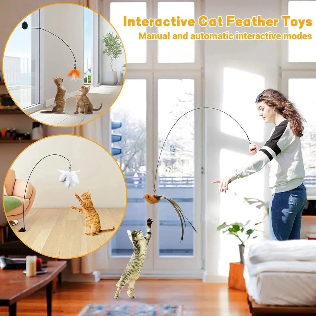 Feather Wand Cat Teaser Toy