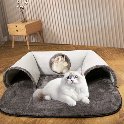 Four Seasons Available Hide Seek Cat Interactive U-shaped Cat Tunnel Cat Bed Cat Channel Removable Washable Anti Dirty Cat Nest
