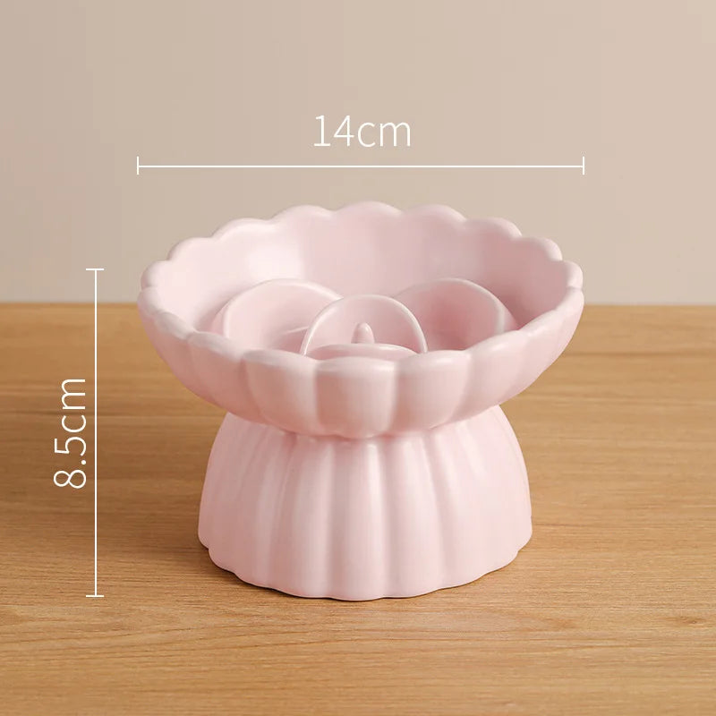 Cat Food Bowl Ceramic Elevated Cats Small Dogs Slow Feed Bowls Anti-choking Pet Eating Feeders Anti-gulping Puppy Supplies