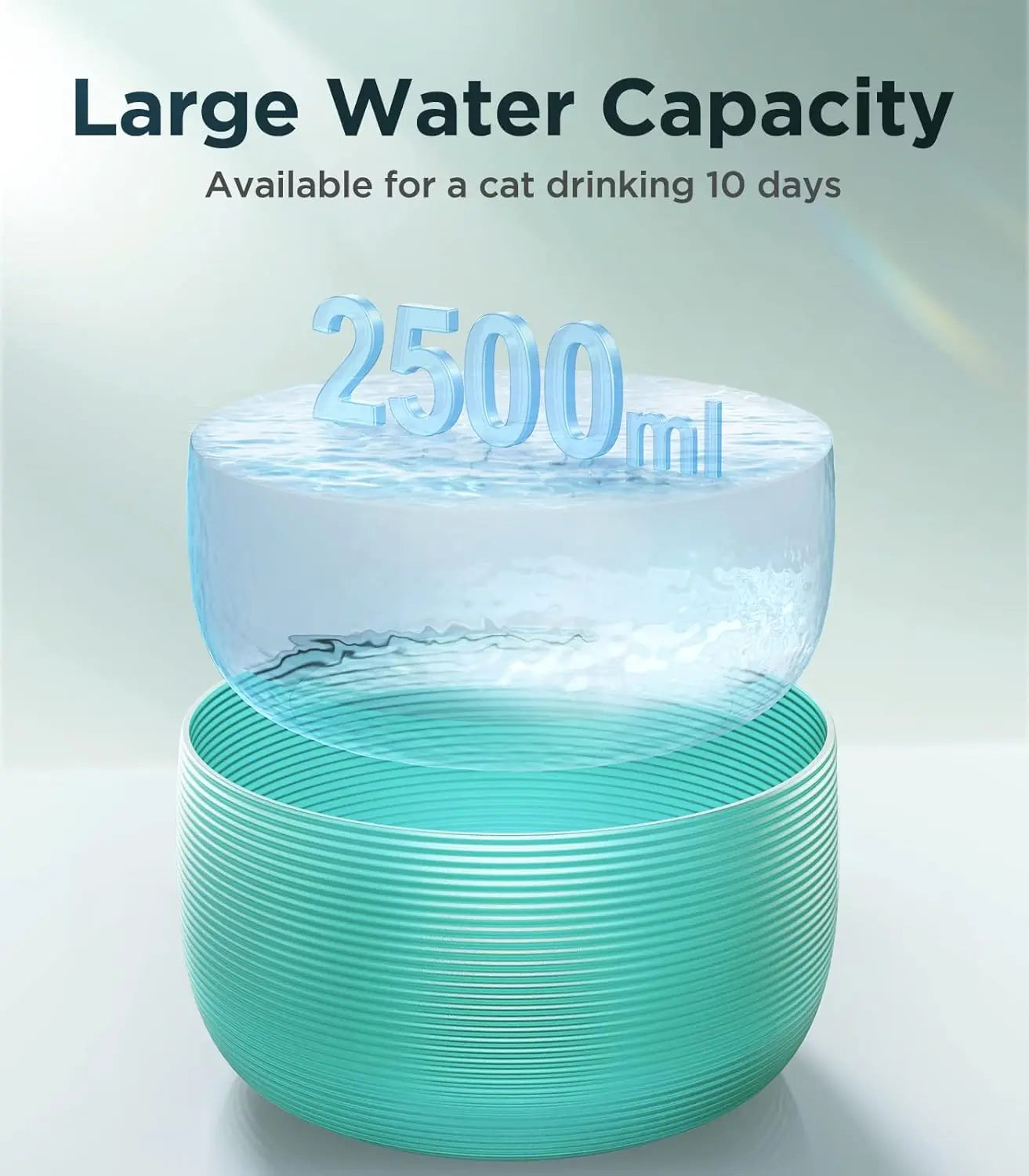 Smart Ultra Quiet Waterfall ﻿ 2.5L Cat Water Dispenser with Smart Pump Pet Water Fountain for Cats and Dogs Built-in LED Light