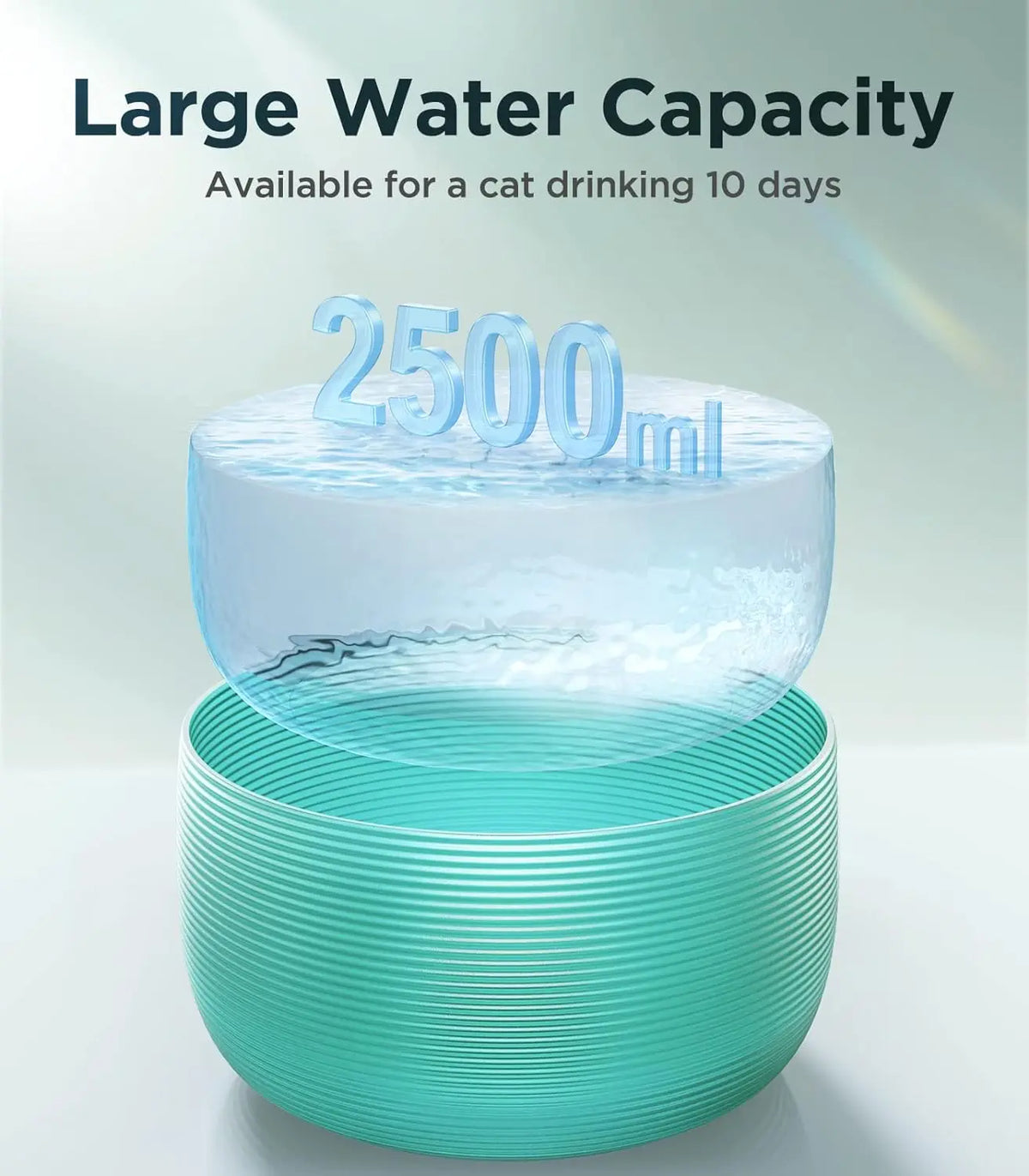 Ultra-Quiet Waterfall Cat Water Fountain with LED, 2.5L - view 5
