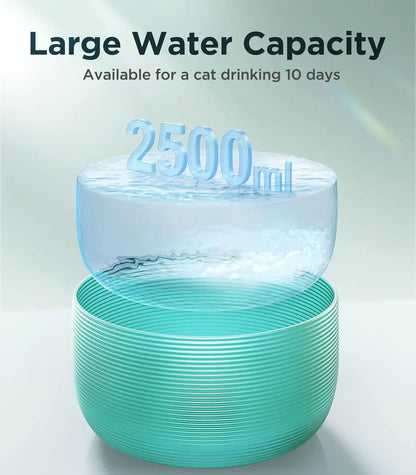 Smart Ultra Quiet Waterfall ﻿ 2.5L Cat Water Dispenser with Smart Pump Pet Water Fountain for Cats and Dogs Built-in LED Light