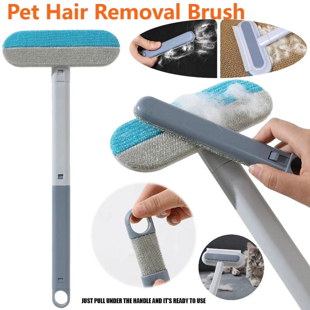 3-in-1 Long-Handle Pet Hair Remover Brush for Cat and Dog Fur - view 2
