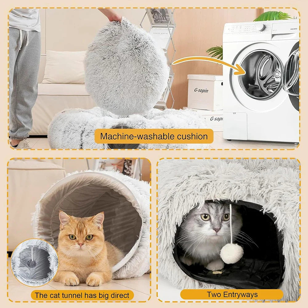 2-in-1 Plush Cat Tunnel Bed - view 4