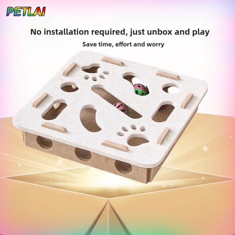 Interactive Cat Puzzle Box with Bell Balls