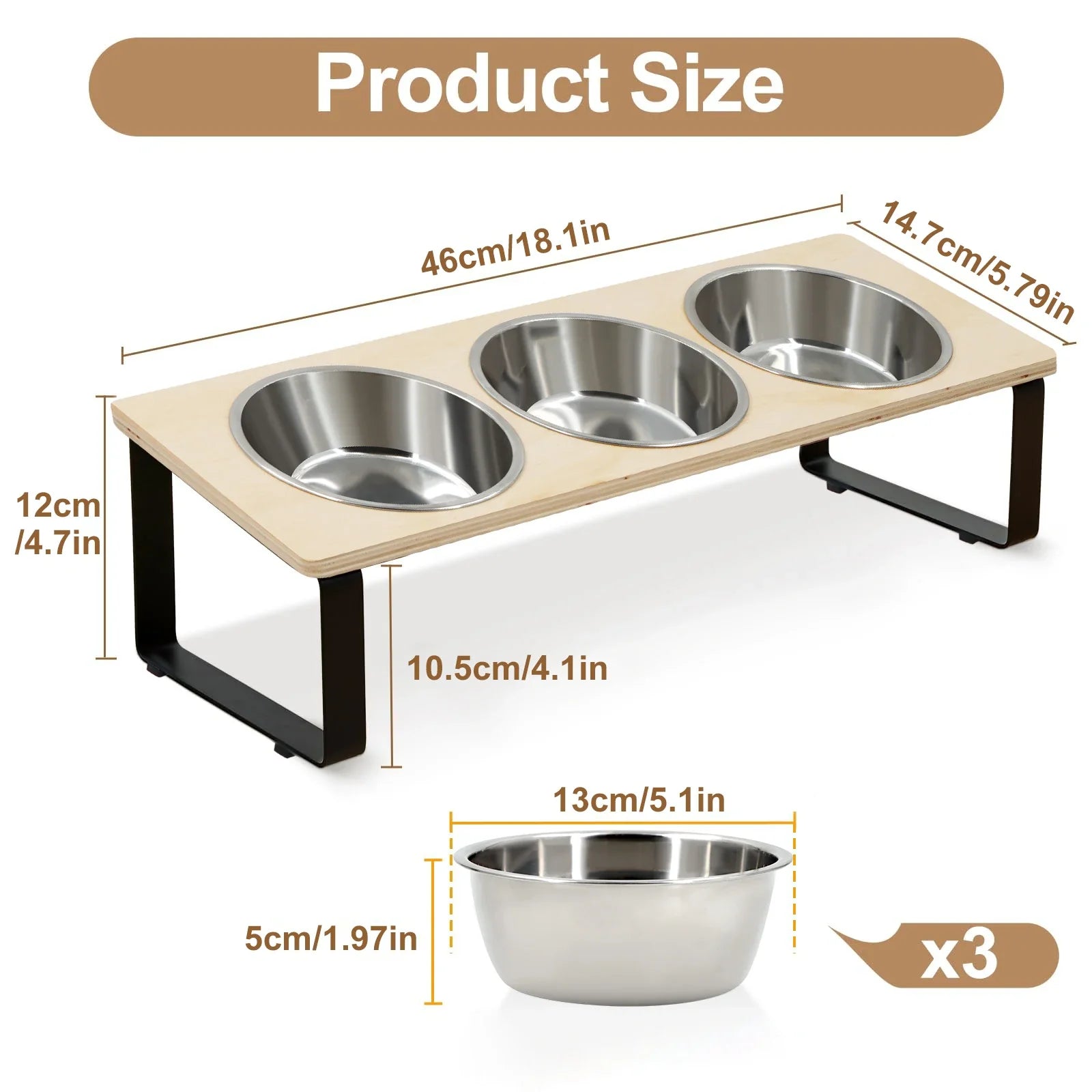 Elevated Tilted Cat Feeding Bowls with Stand