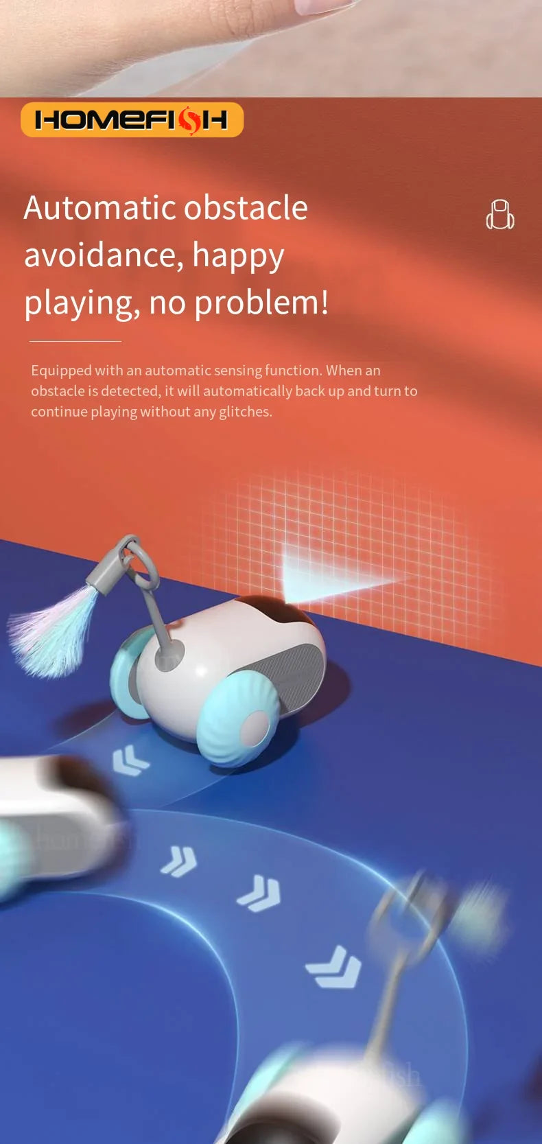 Smart Cat Car 2 Modes Automatic Moving Remote Controlled Car for Cats Dogs Interactive Playing Kitten Training Pet Supplies