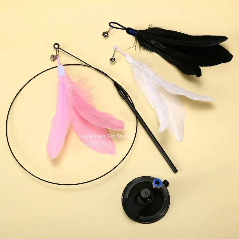 Suction Cup Cat Teaser Wand Toy with Bell and Feather - view 4