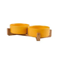 Ceramic Double Bowl with Wood Stand for Cats and Small Dogs - view 7