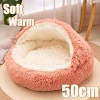 Round Plush Pet Bed with Removable Cover