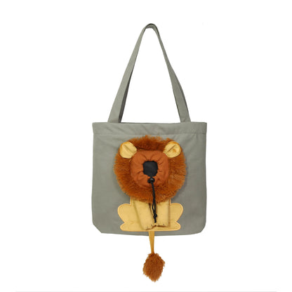 Pet Canvas Shoulder Bag Lion Shaped Carrier For Cat Comfortable Cats Carrying Pouch Handbag Puppy Messenger Bag For Out Travel