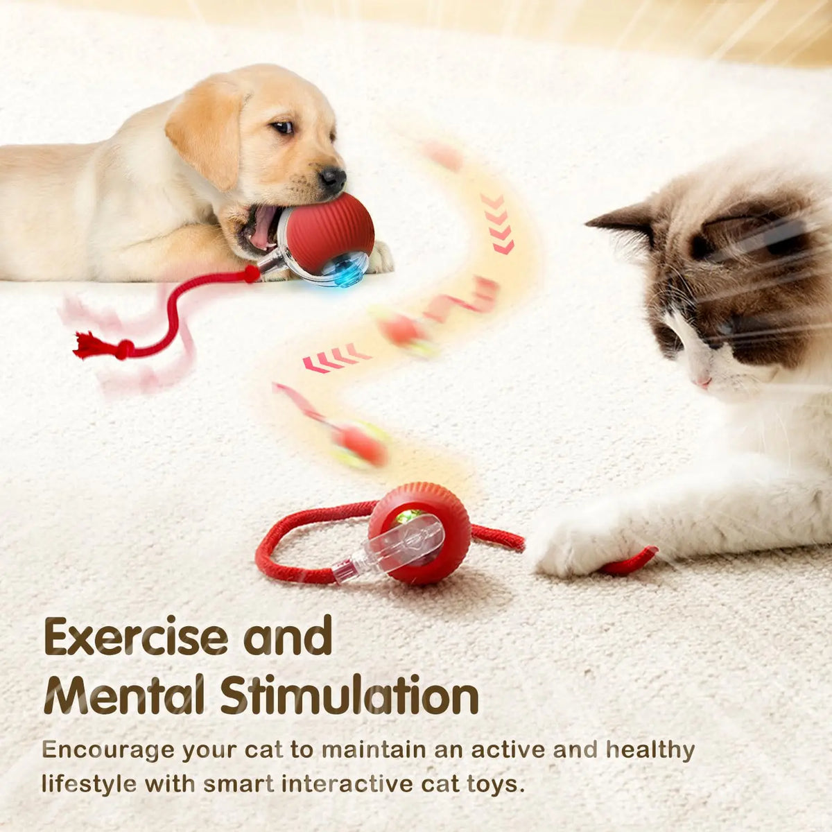 Rechargeable Smart Rolling Ball Cat Toy with Tail - view 3