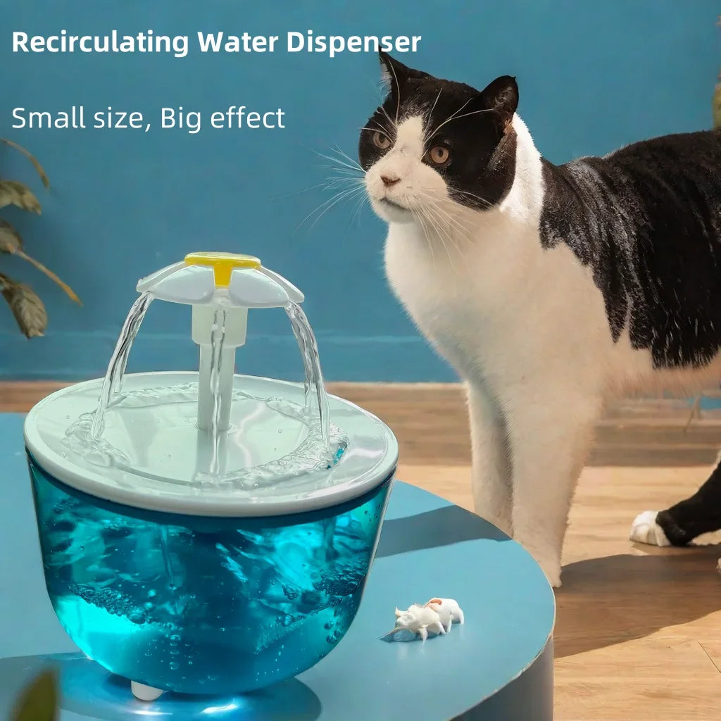 Cat Flower Water Fountain, USB-Powered and Silent
