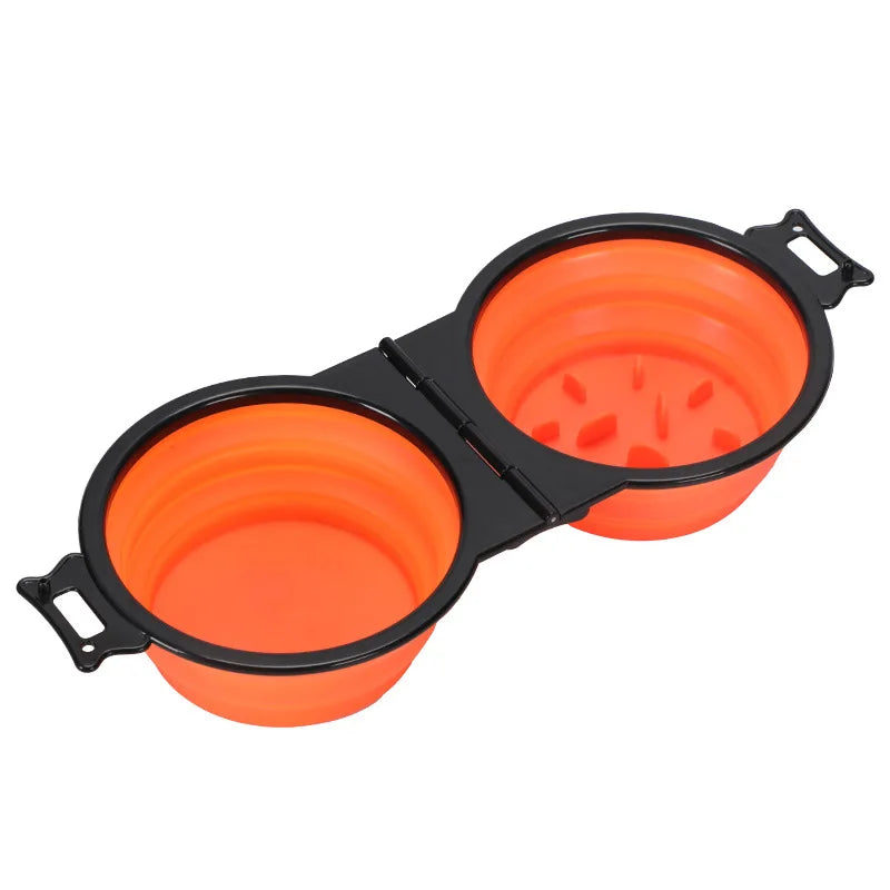 1-piece 2-in-1 Foldable Dual Bowl Feeding Bowl Portable Outdoor Travel Dog Cat Drinking Bowl Pet Supplies Outdoor Feeding Water
