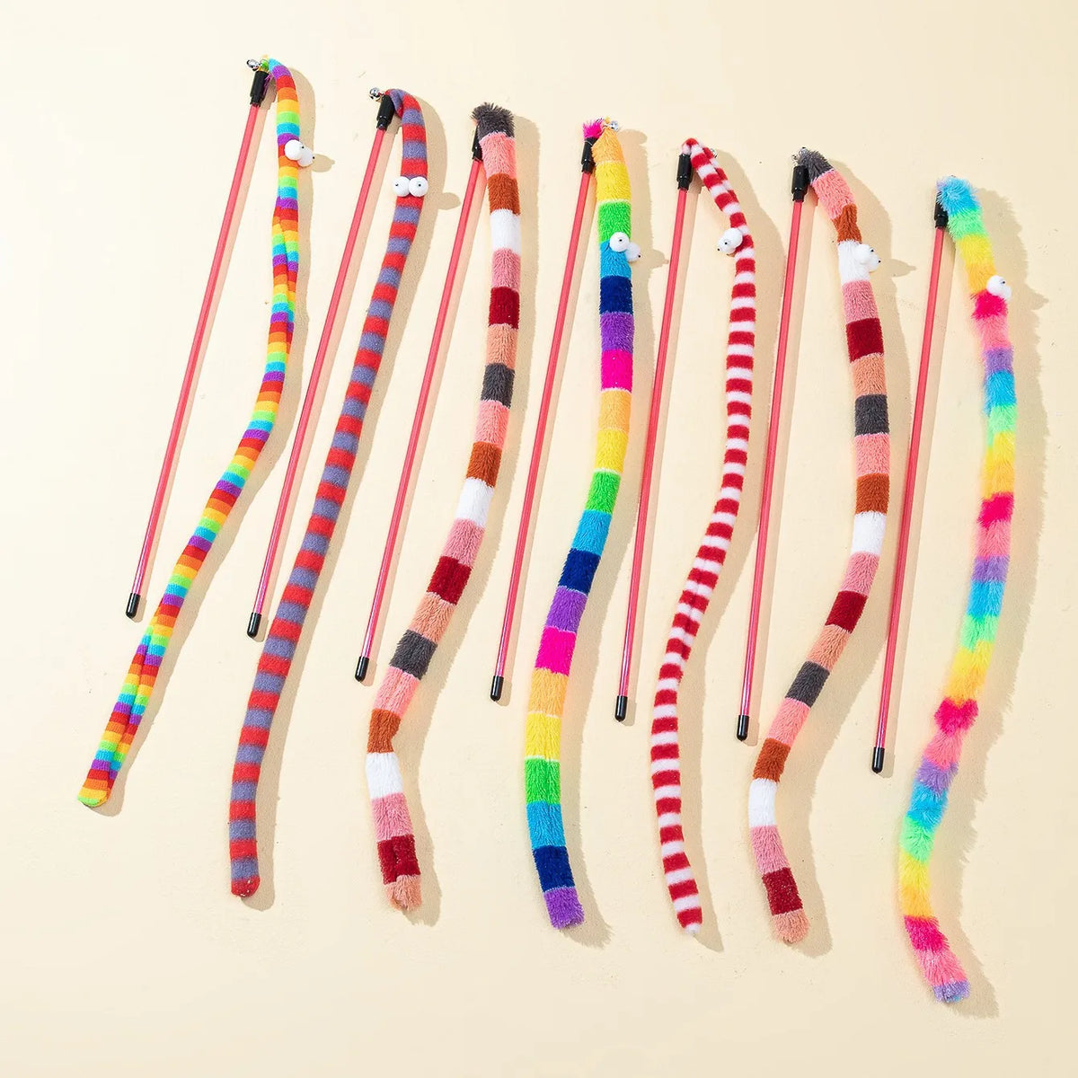 Colorful Caterpillar Feather Cat Teaser Wand Toy - view 4