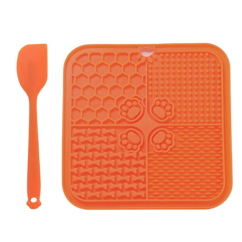 11 Colors Pet Slow Feeding Mat With Spatula Silicone Suction Cup Dog Cat Licking Mat Increase Eating Fun Slow Feeding