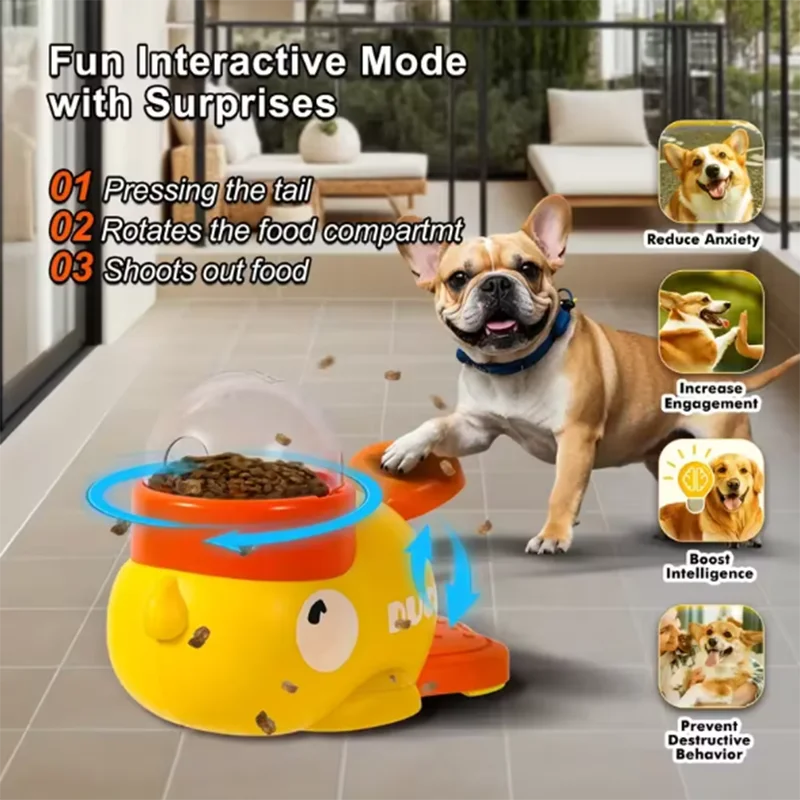Yellow Duck Treat Puzzle Feeder Toy for Dogs and Cats