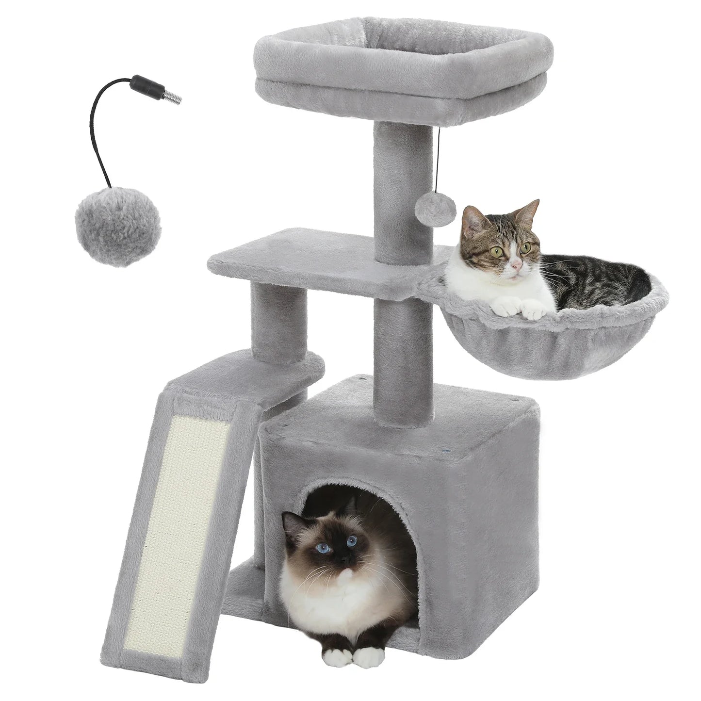 Small Cat Tree Cat Tower with Natural Sisal Scratching Post,Spacious Top Perch,Privite Cat Condo Perfect for Indoor Cats,Cat Toy