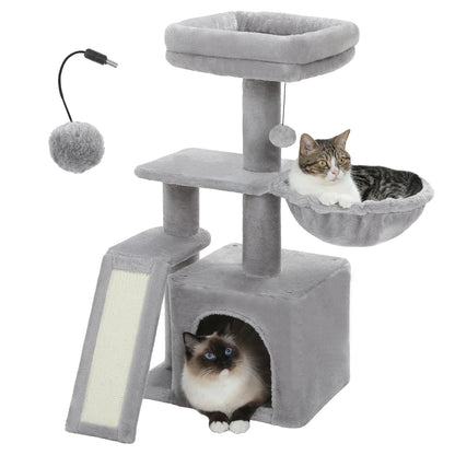 Small Cat Tree Cat Tower with Natural Sisal Scratching Post,Spacious Top Perch,Privite Cat Condo Perfect for Indoor Cats,Cat Toy