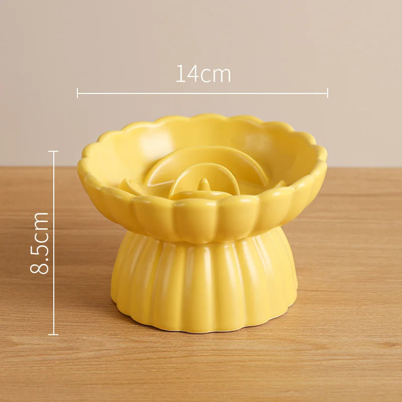 Elevated Ceramic Slow-Feed Cat Bowl