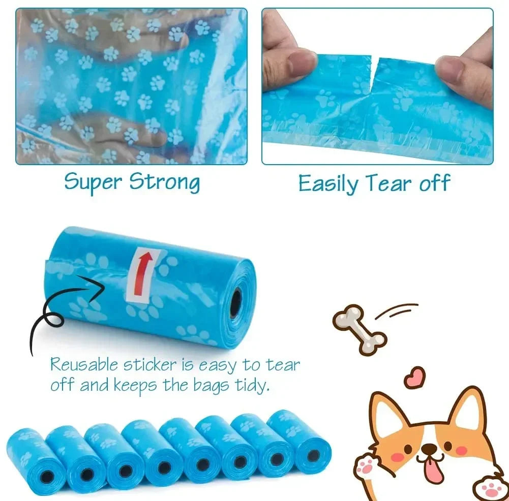 Solid Color Dog Poop Bags, Portable Rolls