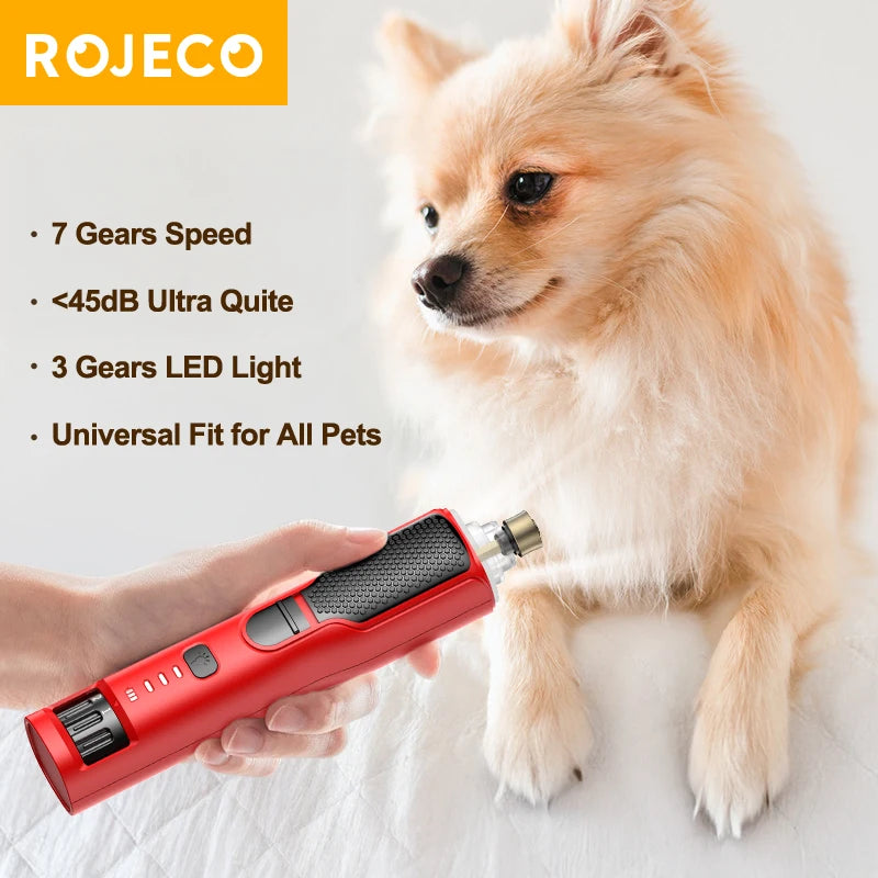 ROJECO Electric Pet Nail Grinder with LED Light
