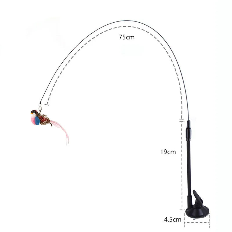 Suction Cup Bird Feather Cat Teaser Wand Toy - view 2