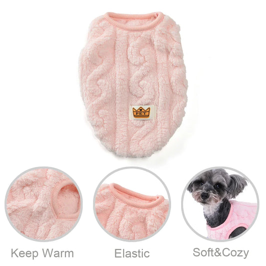 Fleece Warm Dog Cloth Sleeveless Soft Cozy Plush Vest Puppy Winter Overall for Small Medium Pet Sweatshirt for Dog and Cat