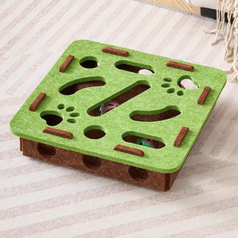 Felt Maze Puzzle Box Cat Toy with Bell Balls - view 10