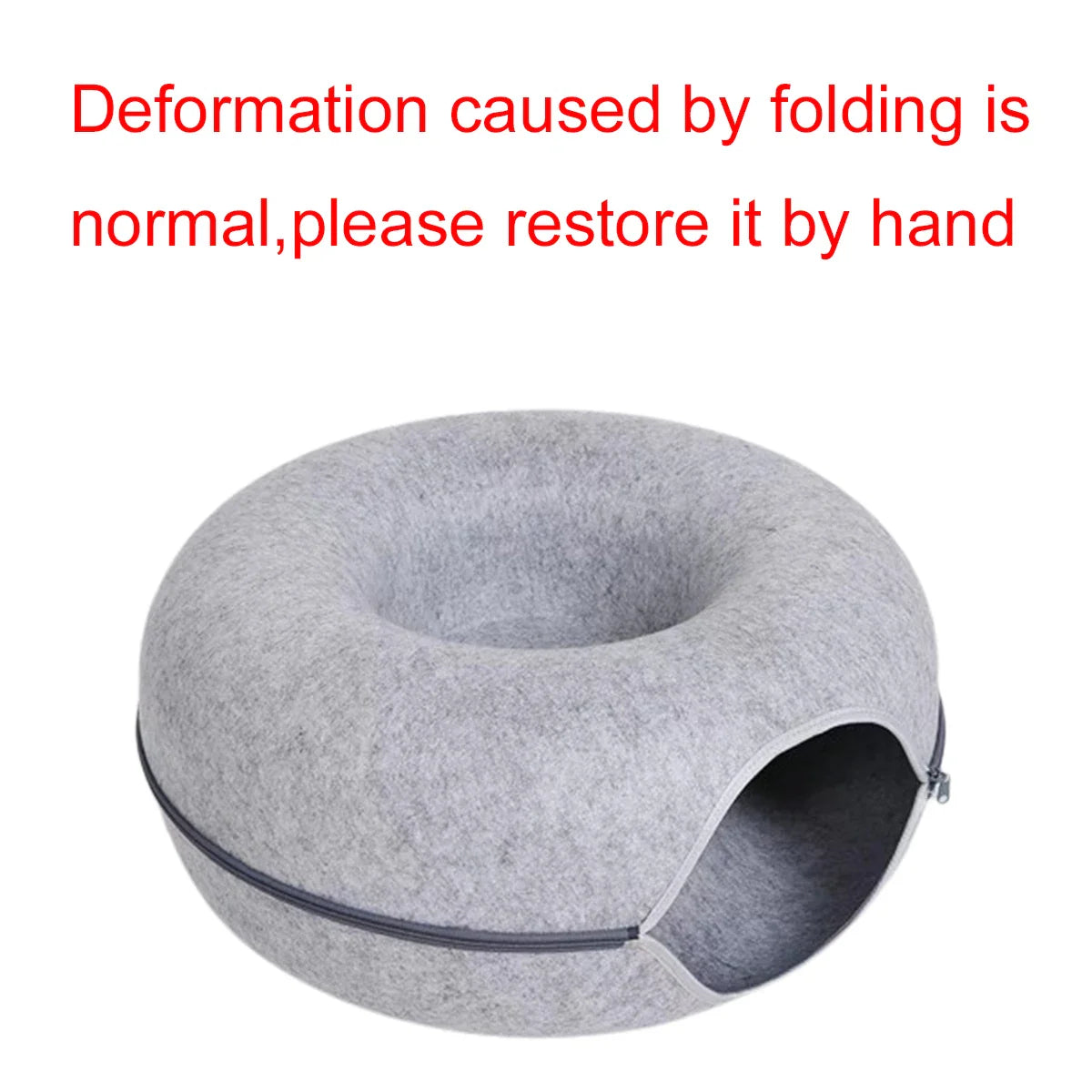 2-in-1 Felt Donut Cave Bed and Tunnel for Cats - view 5