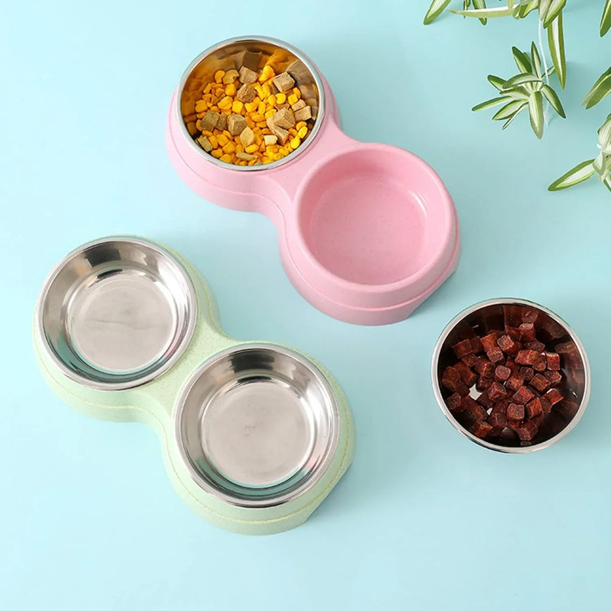 Stainless Steel Double Bowl Feeder for Dogs and Cats - view 5