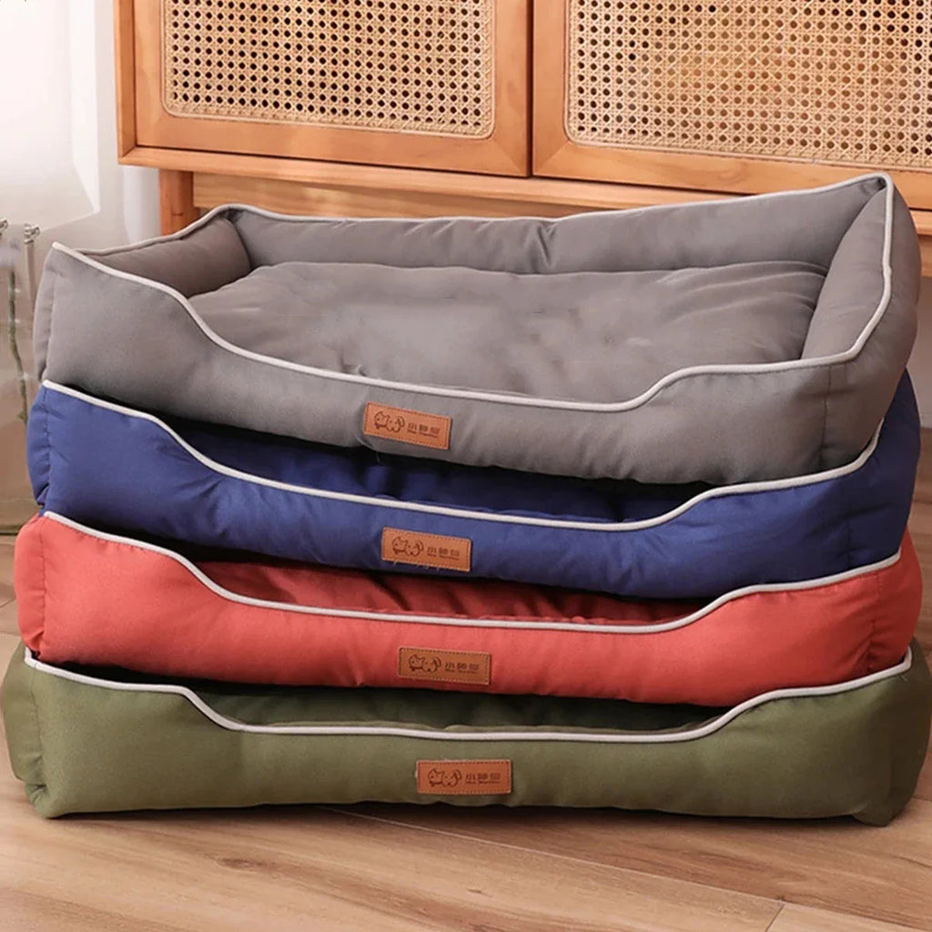 Bite-Resistant Waterproof Square Dog Bed for Large Dogs
